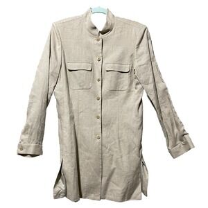 Liz Claiborne Shirt‎ Women's 12 Beige Linen Collection Dressy Casual